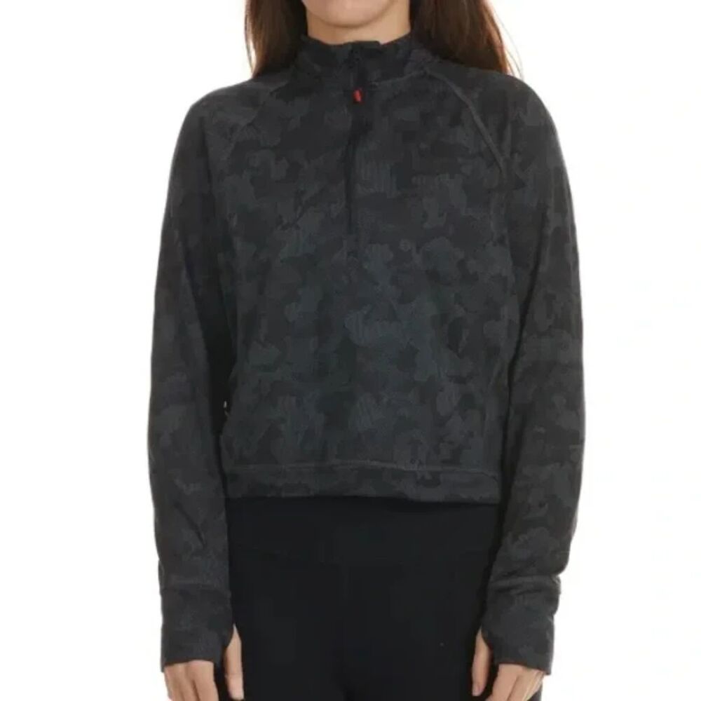NWOT Spyder ProWeb Women’s‎ 1/4 Zip Pullover Black Gray Camo Activewear Size L